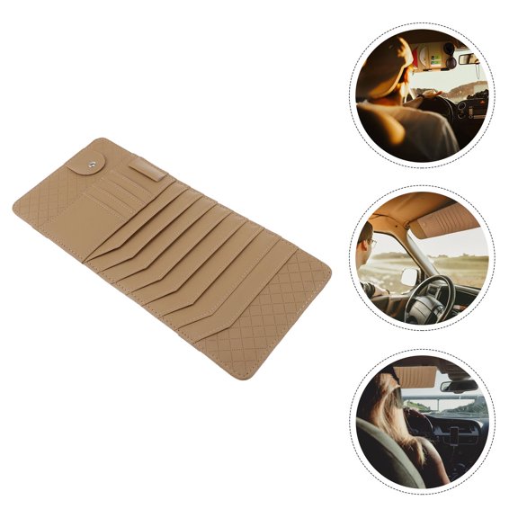 LOLIPPYY Beige Car Sun Visor Organizer Pouch Multi Pocket Design for Cds Pens and Small Items