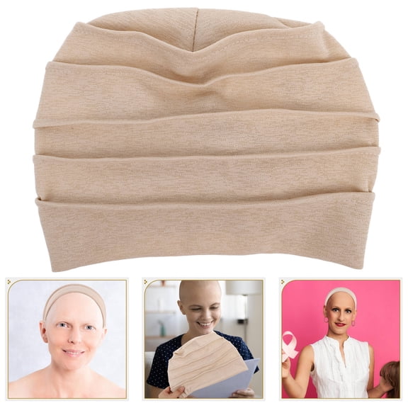 LOLIPPYY Beige Cotton Hat Soft Breathable Scalp Cover for Hair Loss Protection