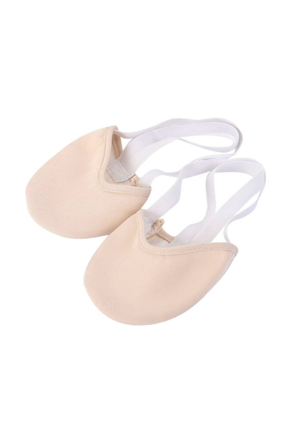 Beige Half Toe Shoes with Memory Stretch Canvas and Flexible Elastic for Comfortable Fit and Wear