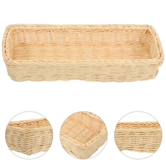 LOLIPPYY Beige Kitchen Woven Storage Basket for Cutlery Fork Organizer and Tableware Holder