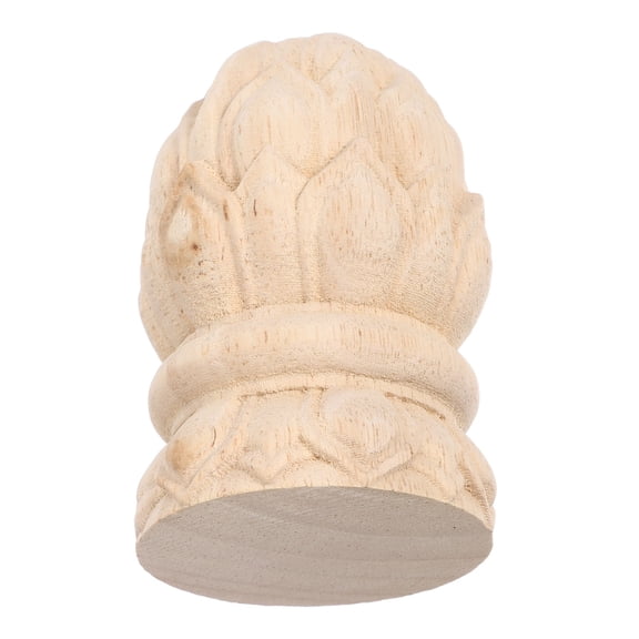 LOLIPPYY Beige Pineapple Shaped Wood Finials Hand Carved Decorative Fence Post Toppers for Furniture