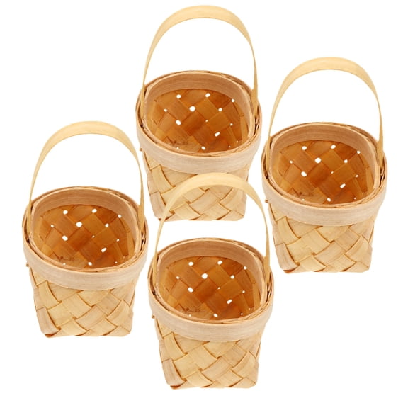 LOLIPPYY Set of 4 Beige Handmade Woven Baskets for Home Storage and Flower Arrangement, Portable and