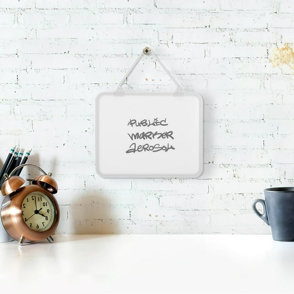 LOLIPPYY Beige Small White Board for Dorm Decor and Home Office Use with Erasable Magnetic Surface and Removable Hanging Rope