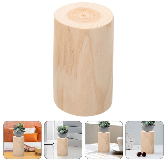 LOLIPPYY Beige Wood Tree Stump Planter for Garden Decoration Natural Round Wood Vase Container 9.5 inches