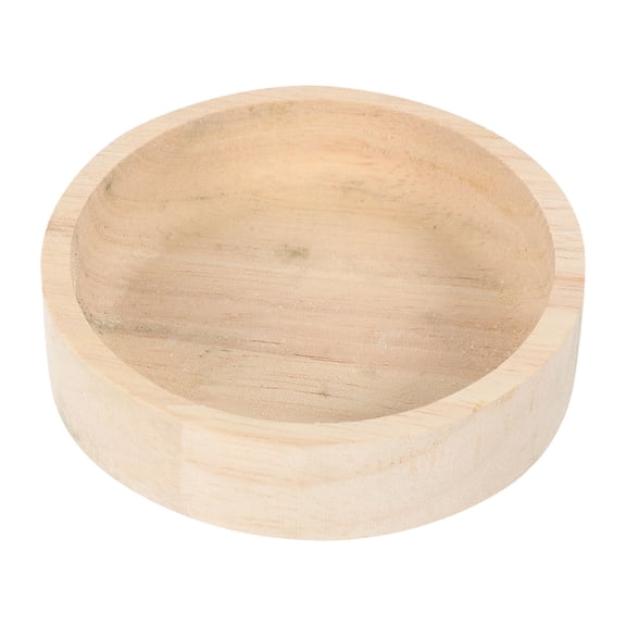 LOLIPPYY Beige Wooden Small Pet Food Bowl Sturdy Base Spill Food Holder