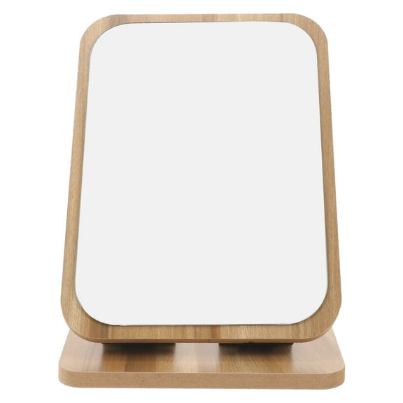 LOLIPPYY Beige Wooden Swivel Mirror for Desktop Use on Dressing Tables and Vanities