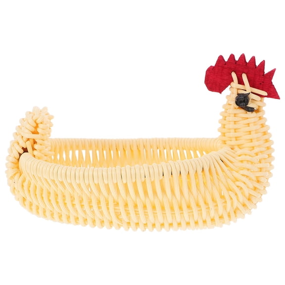 LOLIPPYY Beige Woven Chicken Fruit Basket Multifunctional Decorative Storage for Kitchen and Easter