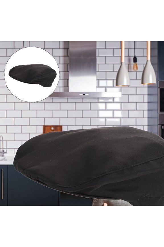 Beret For Chefs Black Cotton Hat For Cooks 1Pcs