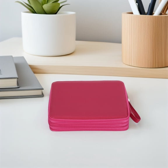 LOLIPPYY Big Capacity Pencil Case with 184 Slot Zippered Pen Holder for Colored Pencils Rosy