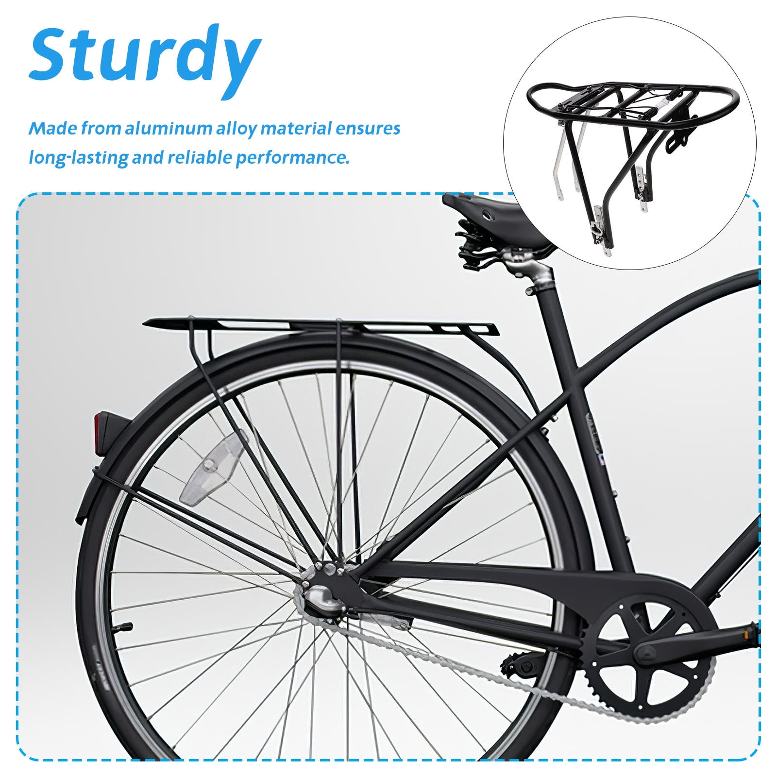 Alu Bike Rack LOLIPPYY Black Aluminum Rear Bike Rack Secure Cargo Carrier for ...