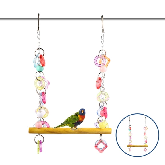 LOLIPPYY Bird Hanging Swing with Safe Plastic and Natural Wood, Perfect for Pet Parrots, Cage Accessories and Outdoor Garden Play