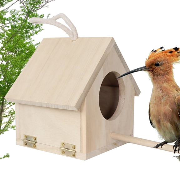 LOLIPPYY Bird Nest Breeding Box Wooden Khaki Weather Resistant For Garden 1Pack