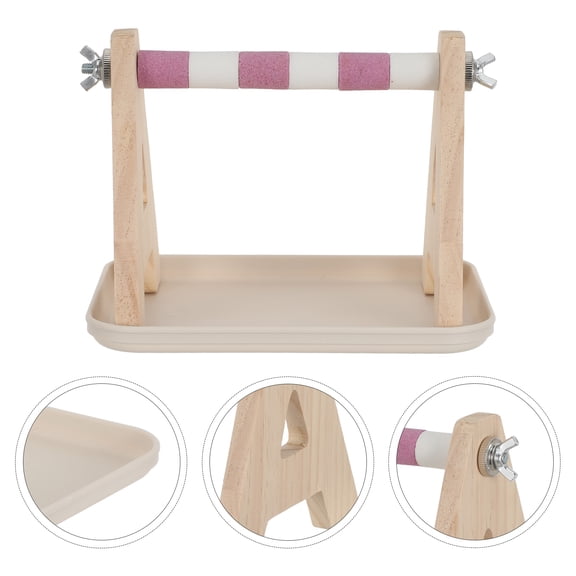 LOLIPPYY Bird Perch Platform Stand with Removable Tray Wooden Parrot Tabletop Playstand