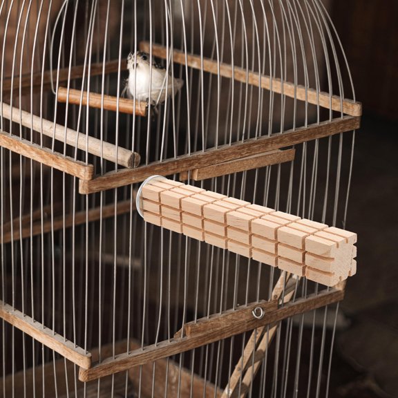 LOLIPPYY Bird Perch Wood Parrot Cage Accessories Foot Exercise Beige 1Pcs