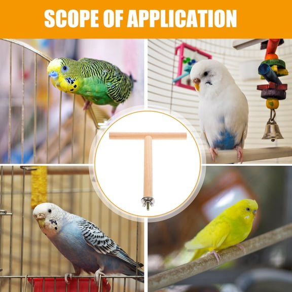 LOLIPPYY Bird Play Stand T Shaped Parrot Perch Stand Wood 1 Set Bird Playground Accessory