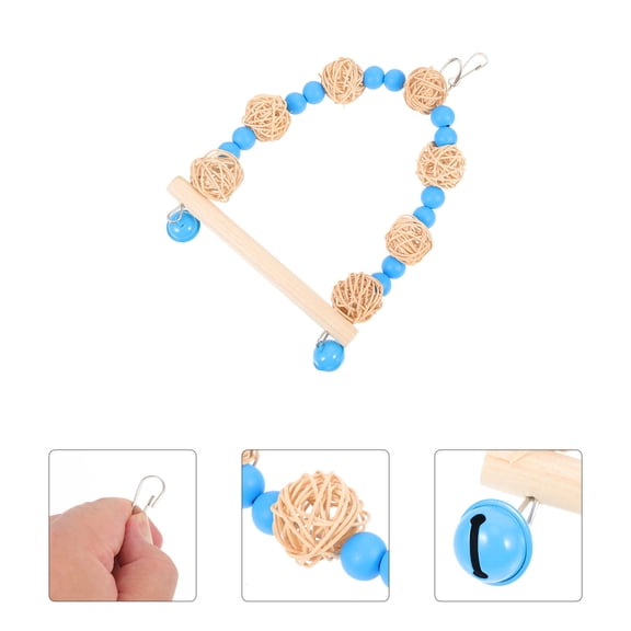 LOLIPPYY Bird Swings For Parakeets Parrot Swing Toy Blue Wood 1Pcs For Pet Parrot Birds