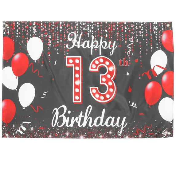 LOLIPPYY Happy 13th Birthday Backdrop Banner for Wall Decoration and Birthday Party Photo Prop