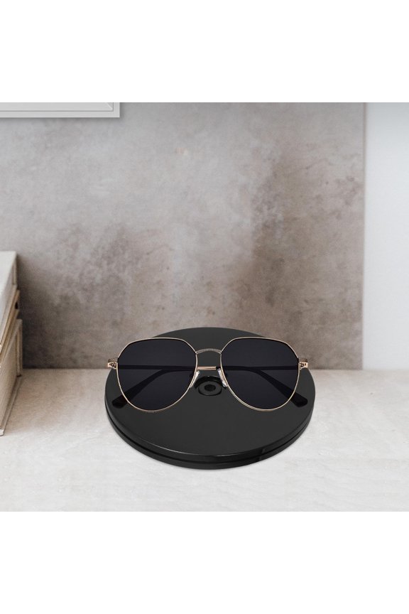 Black Acrylic Rotating Display Stand with 360 Degree Spin for Home Kitchen and Table Use