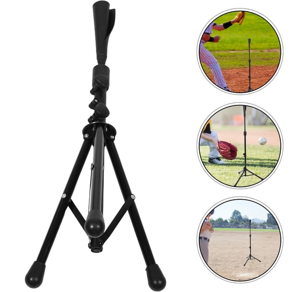 LOLIPPYY Black Adjustable Baseball Batting Tee with Portable Tripod Stand for Baseball Training