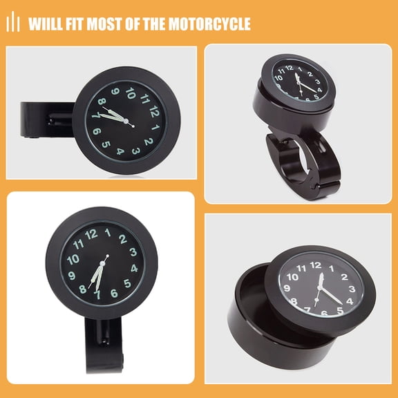LOLIPPYY Black Aluminum Motorcycle Handlebar Clock with Clear Display, Easy Installation, Minimalist Design for Bikes and Motorcycles