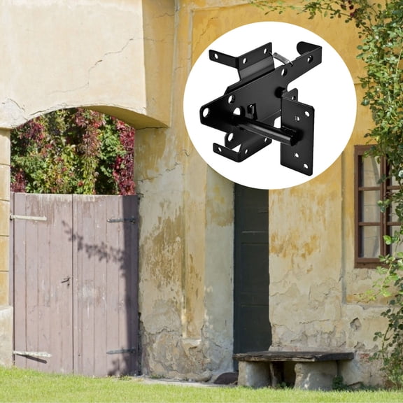 LOLIPPYY Black Automatic Gate Latch Self Locking Post Mount Latch for Yard Privacy and Pool Gates