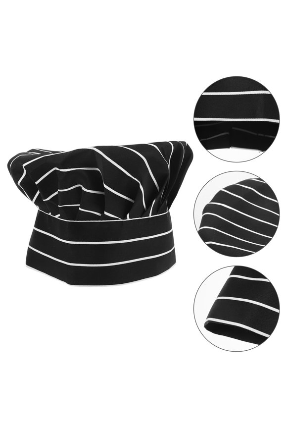 Black Chef Hat Kitchen Cooking Cap Lightweight Comfortable Work Uniform Hat