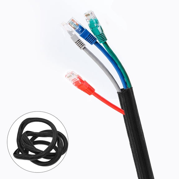 LOLIPPYY Black PET Cable Protector Sleeve for Computer Wire Management and Desk Organization
