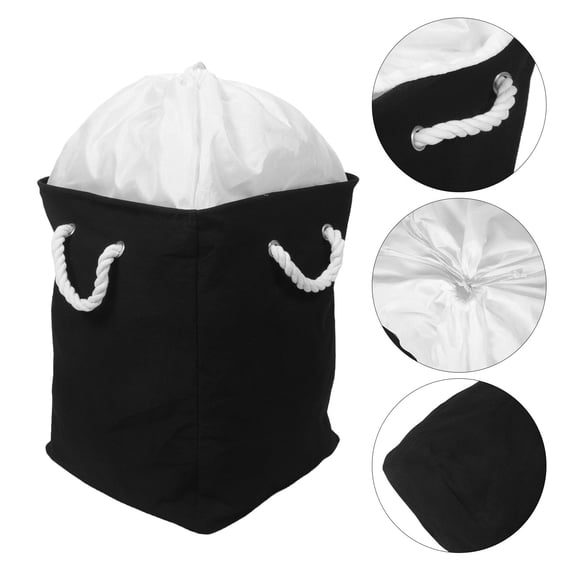 LOLIPPYY Black Corner Laundry Hamper Triangle Storage Basket Foldable for Bathroom