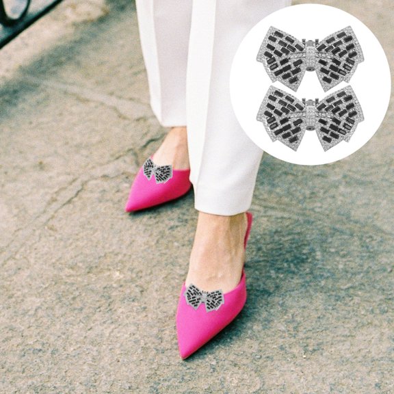 LOLIPPYY Black Crystal Glass Bride Shoe Charms for Wedding and Parties Detachable Zinc Alloy Shoe Clips Accessories 2PCS