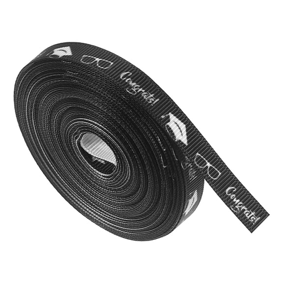 LOLIPPYY Black Polyester Graduation Ribbon for Wrapping, Party Decorations, and Celebration Accessories