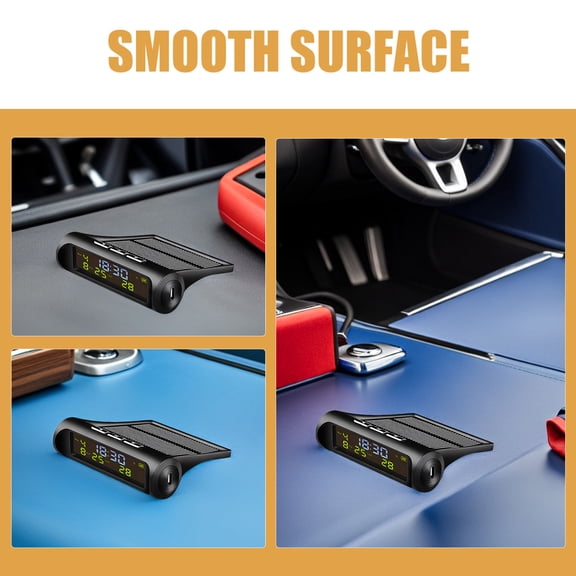 LOLIPPYY Black Digital Clock and Thermometer for Car Solar Powered Vehicle Dashboard