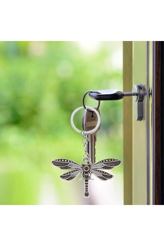 Black Dragonfly Keychain with Metal Pendant, Lightweight Decorative Charm for Keys, Backpacks, and Bags