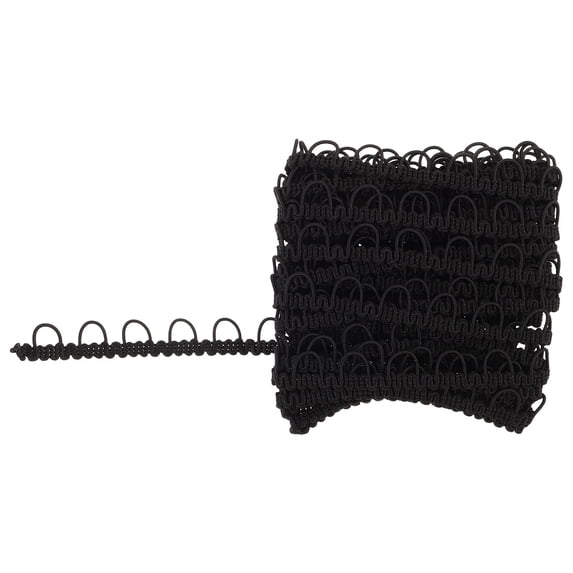 LOLIPPYY Black Elastic Ribbon with Button and Wave Pattern Trim, Ideal for Sewing, Craft Projects, Garment Decoration and Embellishments