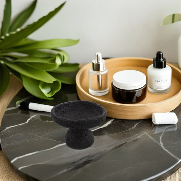 LOLIPPYY Black Elevated Cement Aromatherapy Stone Tray Scent Diffuser Multipurpose Holder for Office and Home