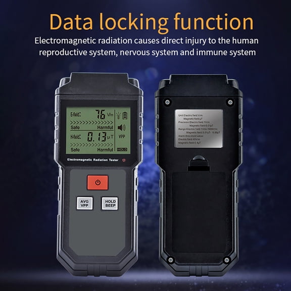 LOLIPPYY Black Meter with Dual Electric and Magnetic Field Detection and Clear LCD Display Screen