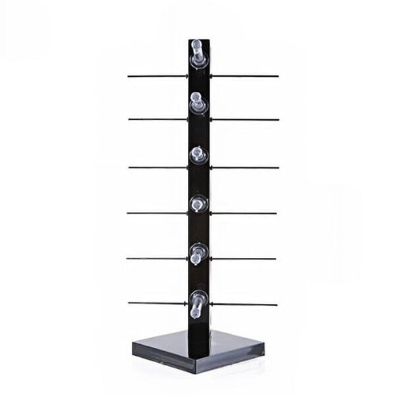 LOLIPPYY Black Eyeglass Display Stand for 6 Pairs Plastic and Metal Holder Great for Counter or Desktop Use 14.1 Inch