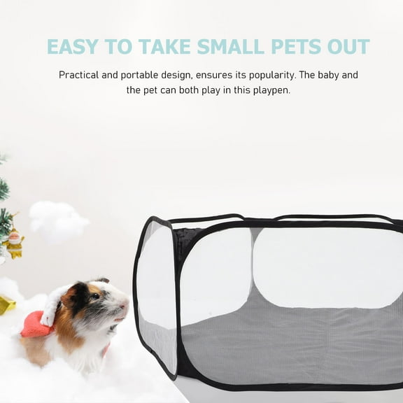 LOLIPPYY Black Foldable Pet Playpen for Small Animals Indoor Use with Breathable Wear Resistant Design
