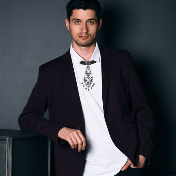 LOLIPPYY Black Glitter Party Tie with Rhinestone Accents for Versatile Wedding and Event Wear