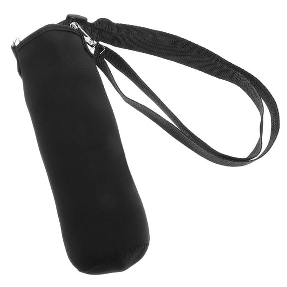 LOLIPPYY Black Insulated Sleeve Water Bottle Carrier Bag with Strap Waterproof Crossbody Design for Outdoor Use