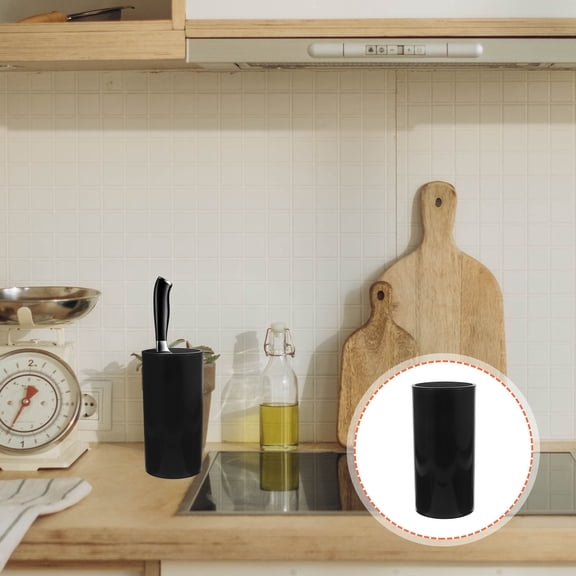 LOLIPPYY Creative Black Kitchen Cutlery Holder with Ventilated Base for Clean Countertop