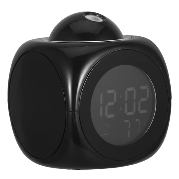 LOLIPPYY Black LED Projection Alarm Clock with Voice Talking and Green Backlight Display