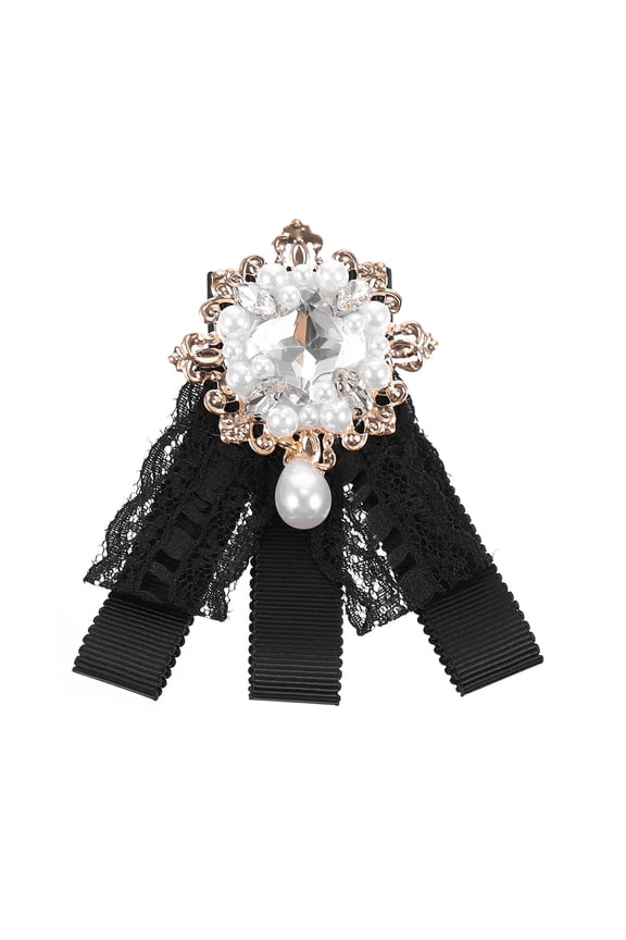 Black Lace Pretied Bow Tie for Decor Comfortable Skinfriendly Accessory Suitable for Blouses and School Uniforms