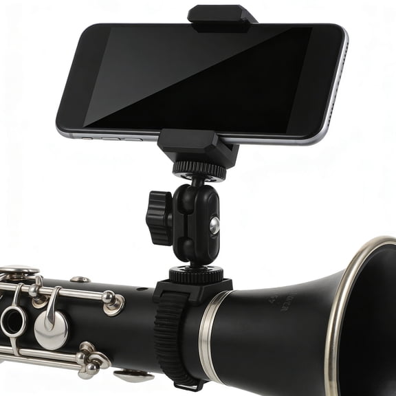 LOLIPPYY Black Metal Adjustable Cell Phone Stand with Clamp for Marching Band Instruments and Sheet Music Display