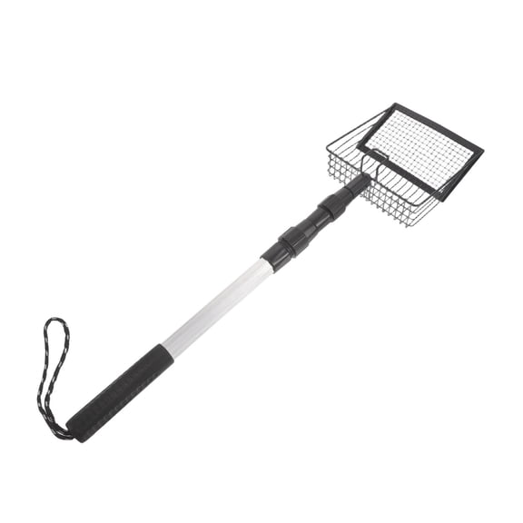 LOLIPPYY Black Metal Ash Scoop for Fireplace and Wood Stove with Hollow Design and Extendable Handle for Safe Use