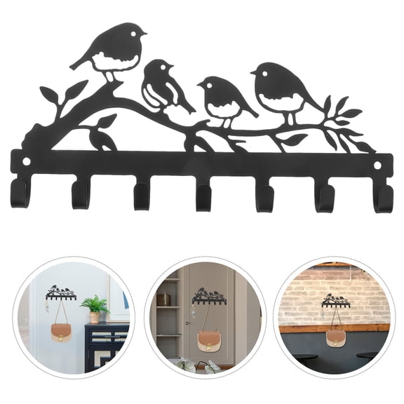 LOLIPPYY Black Metal Bird Wall Hook Iron Key Holder for Entryway Coat and Key Storage
