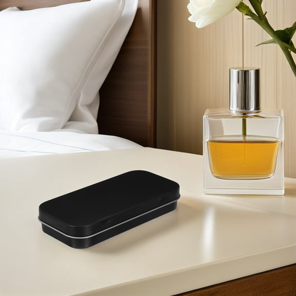 LOLIPPYY Black Metal Box with Lid Rectangular Hinged Tinplate Storage Container for Jewelry and Crafts