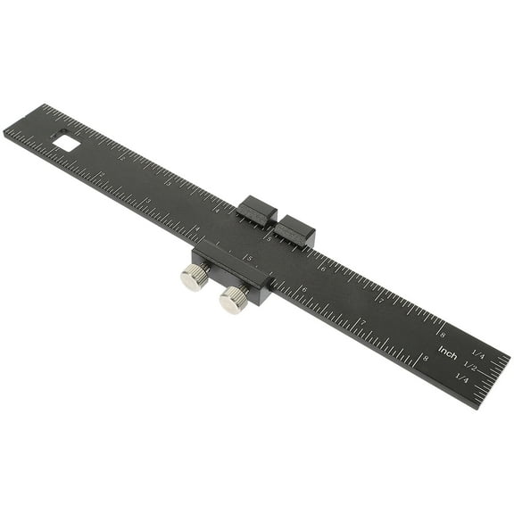 LOLIPPYY Black Metal Slide Ruler with Stoppers for Accurate Measuring in Construction and Woodworking Projects
