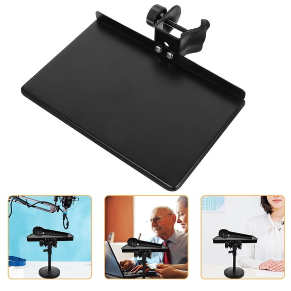 LOLIPPYY Universal Microphone Stand Tray in Black Steel, and Adjustable, 1 Set for Studio and Stage Use