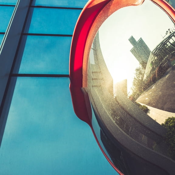 LOLIPPYY Black Outdoor Convex Security Mirror for Traffic Corners, Enhanced Panoramic View and Safety Surveillance