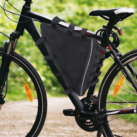LOLIPPYY Black Oxford Cloth Bike Triangle Bag Front Frame Pouch with Hook and Loop Fastener